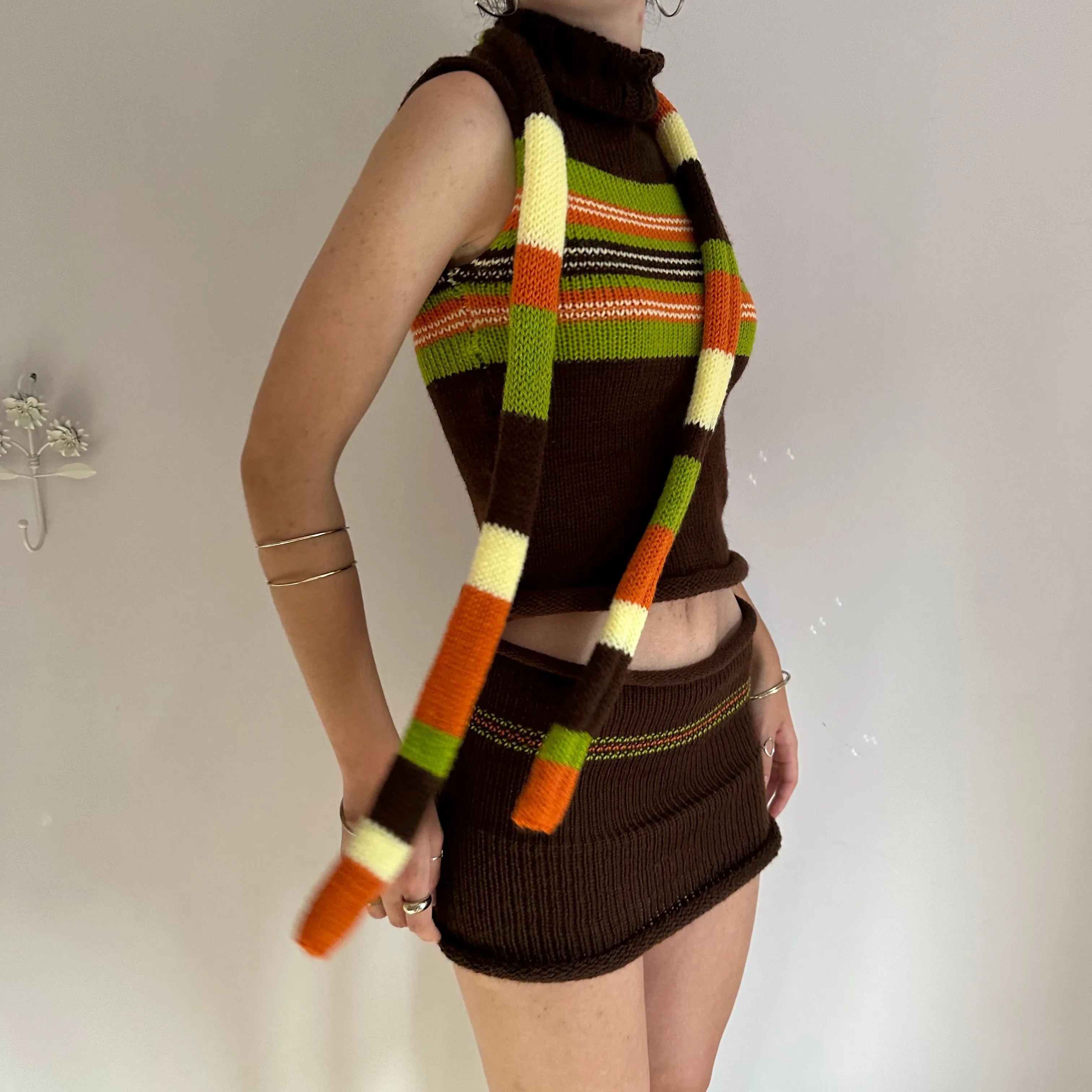 The Linea Set - matching turtleneck knit vest and mini skirt