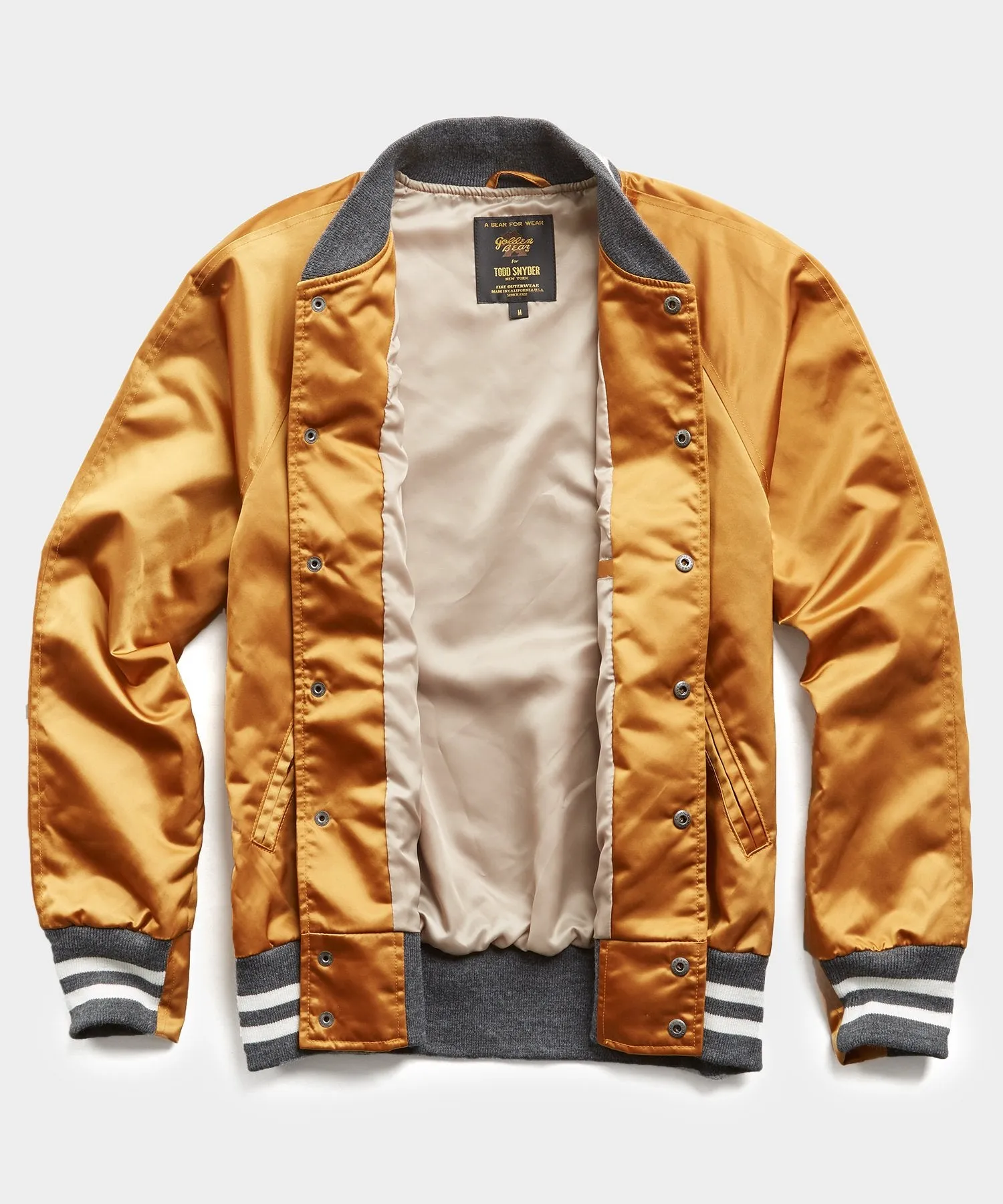 Todd Snyder   Golden Bear Japanese Nylon Bomber Jacket in Gold