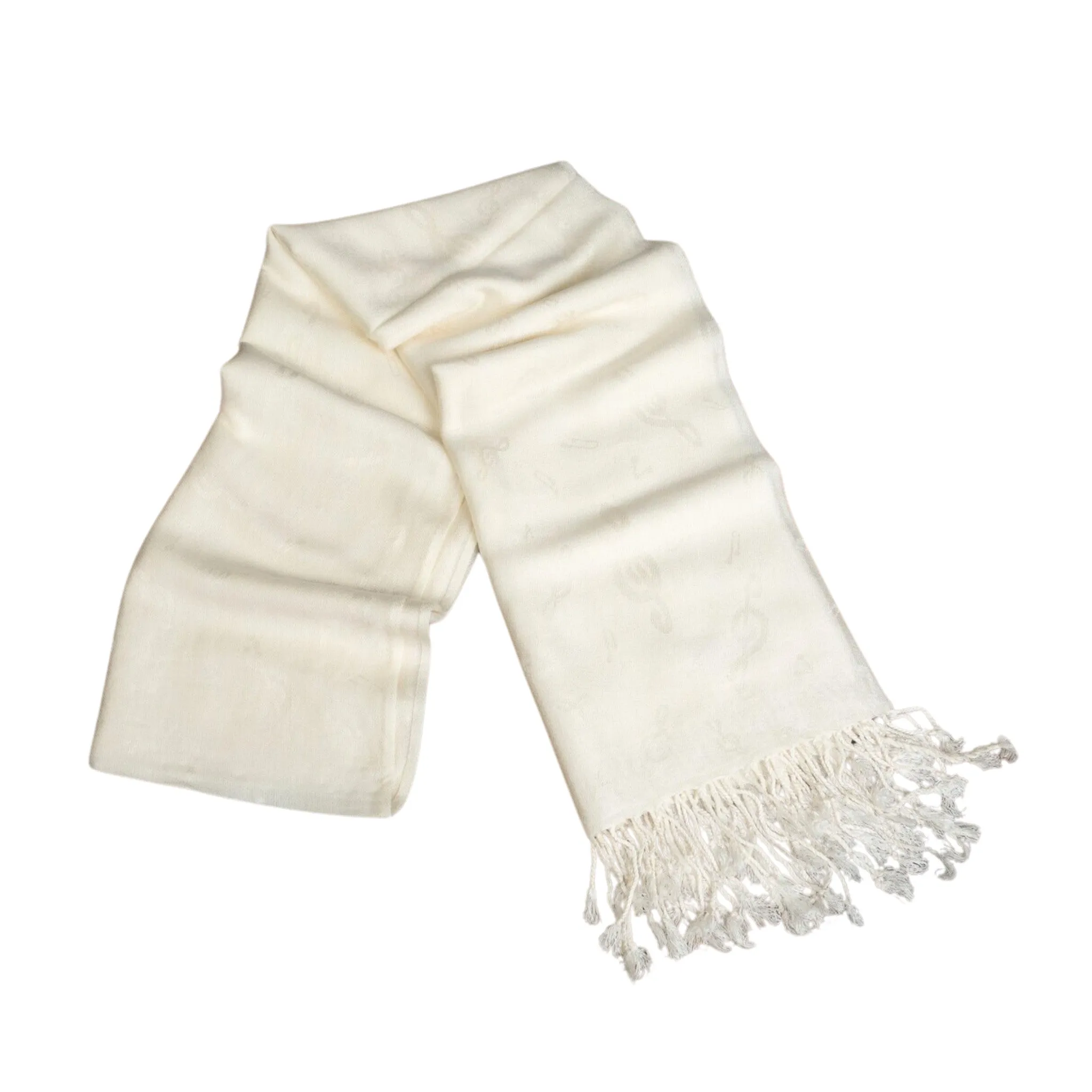 Treble Clefs Pashmina, White