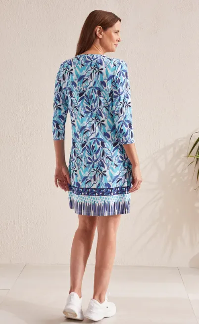 Tribal Printed Boatneck Dress | Cobalt