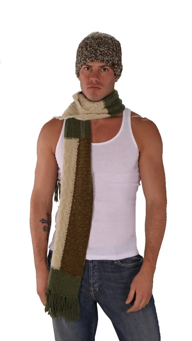 True Religion Mixed Cable Knit Scarf Green