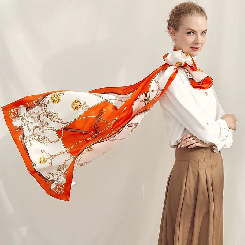 Vigour Long Charmeuse Silk Scarf 185