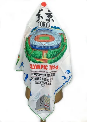 Vintage 1964 Tokyo Olympics Souvenir Scarf • Nylon