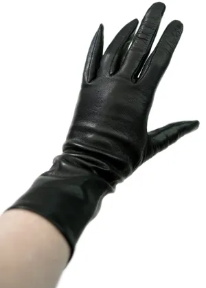 Vintage Black Kid Leather Gauntlet Gloves