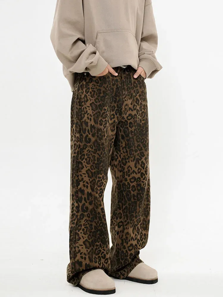 Vintage Classic Straight High Waist Leopard Print Jeans