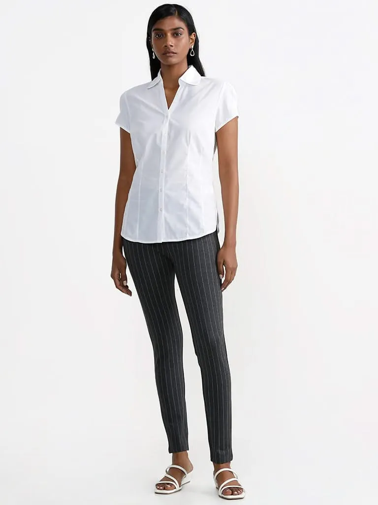 Wardrobe Striped Ankle Length Grey Trousers