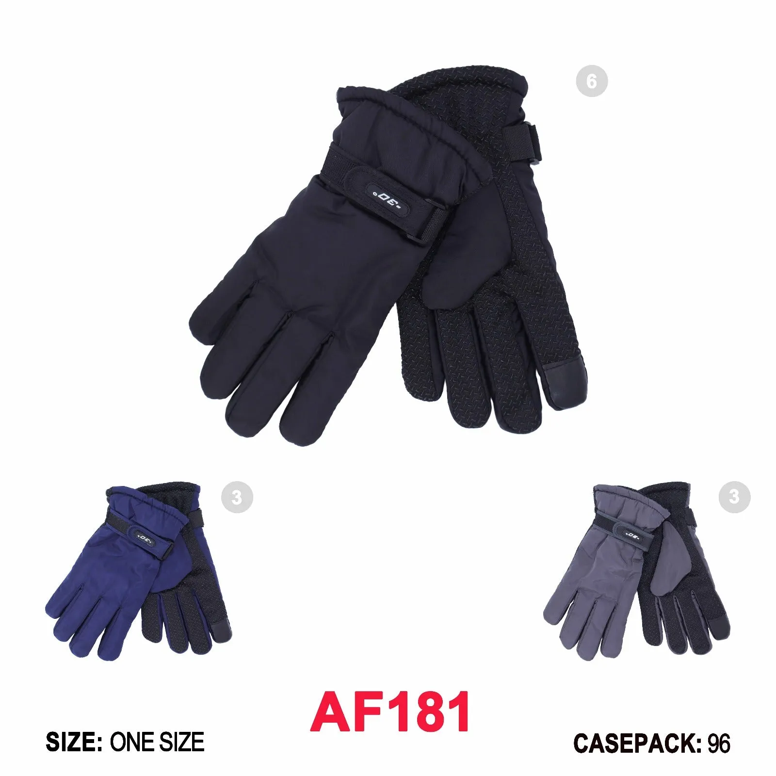 Waterproof Touch Screen Ski Gloves With Velcro Strap AF181