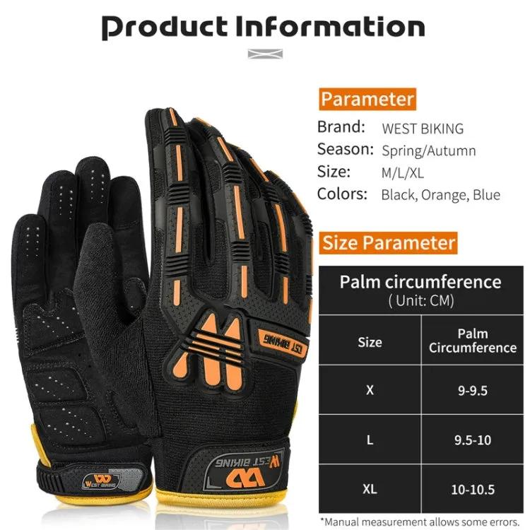 WEST BIKING YP0211208 Riding Gloves Motorcycle Bike Long Finger Non-Slip Touch Screen Gloves, Size: XL(Black Blue)