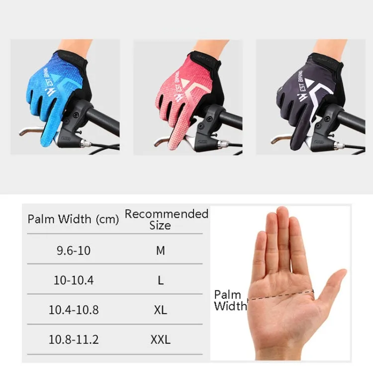 WEST BIKING YP0211216 Riding Gloves Bike Shock Absorption Touch Screen Full Finger Glove, Size: M(Blue)