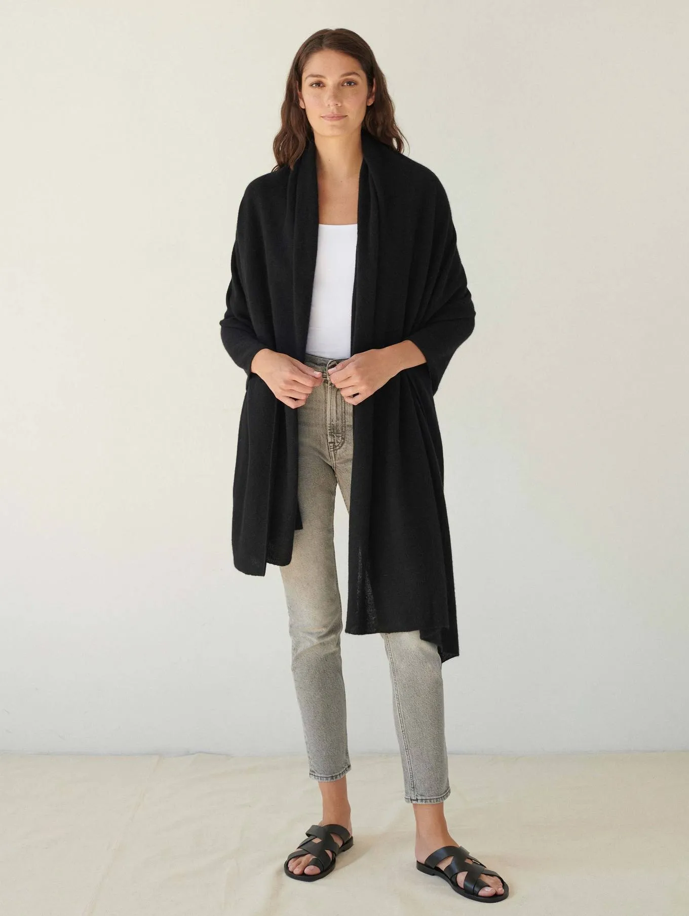 White   Warren - Cashmere Travel Wrap in Black