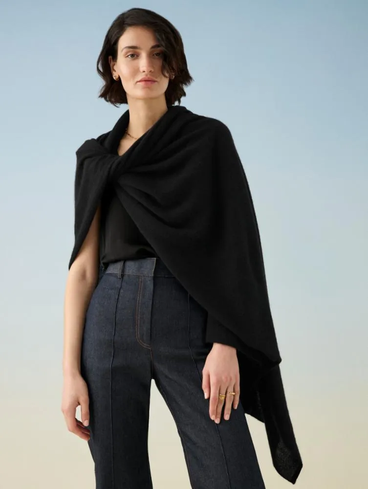 White   Warren - Cashmere Travel Wrap in Black