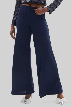 Wide Leg Palazzo Trousers Navy