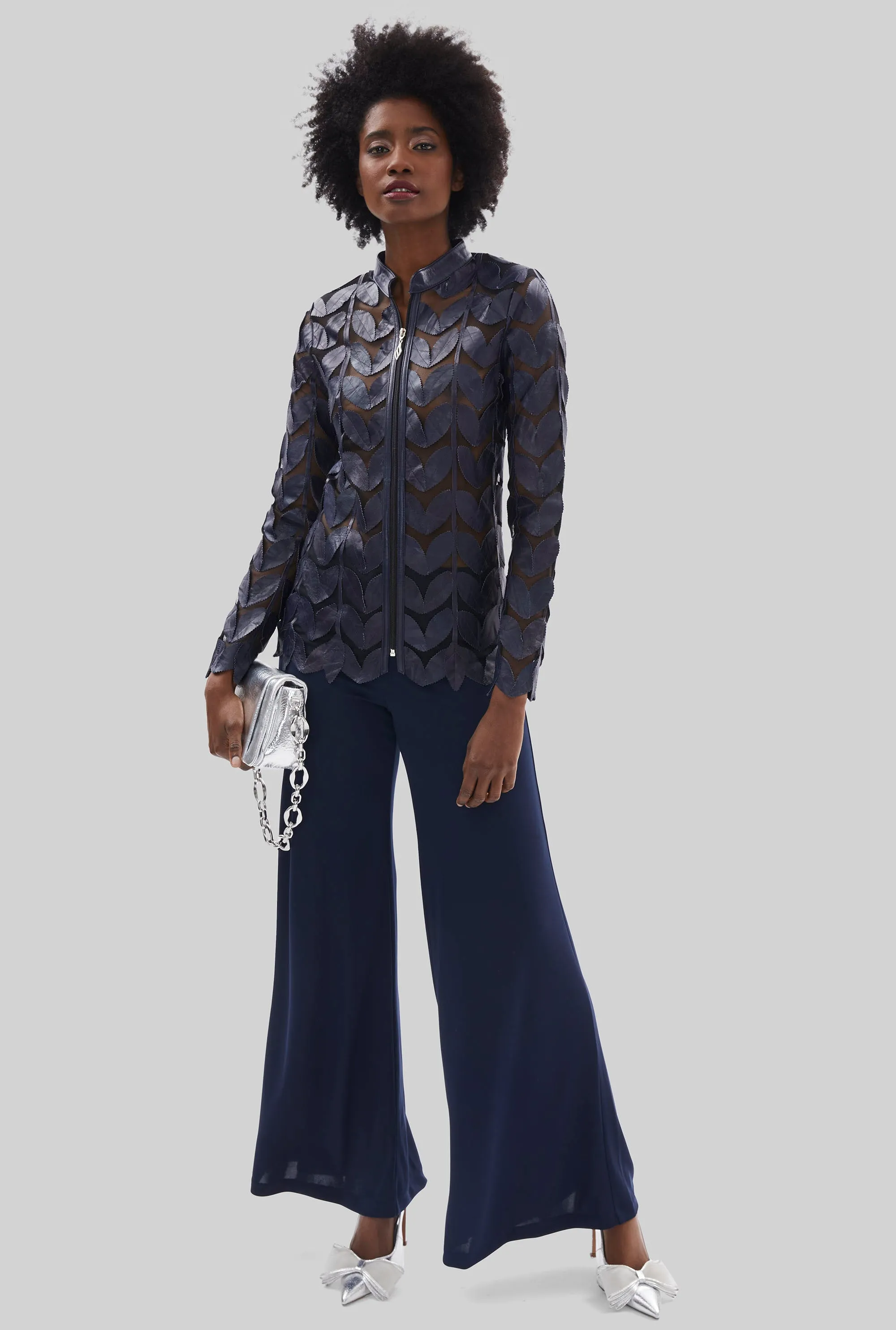 Wide Leg Palazzo Trousers Navy