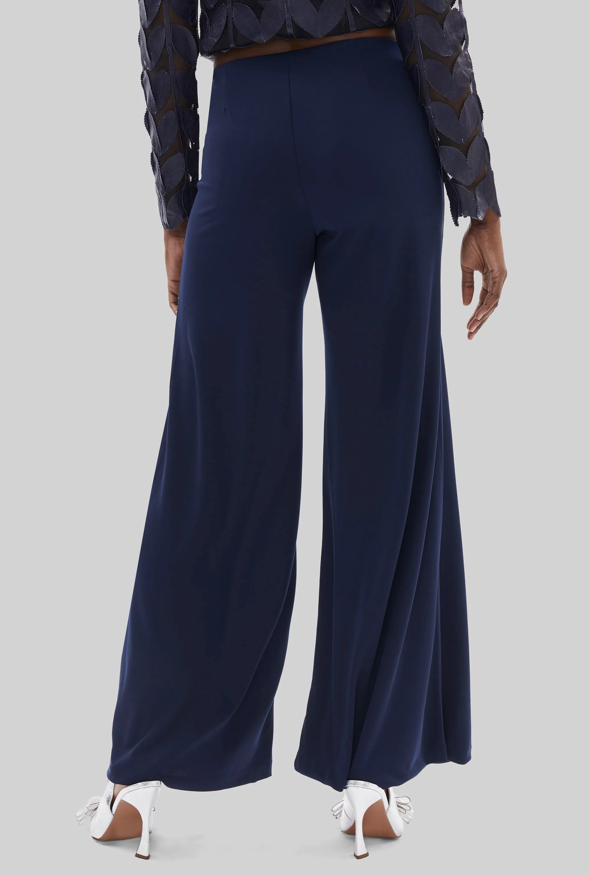 Wide Leg Palazzo Trousers Navy