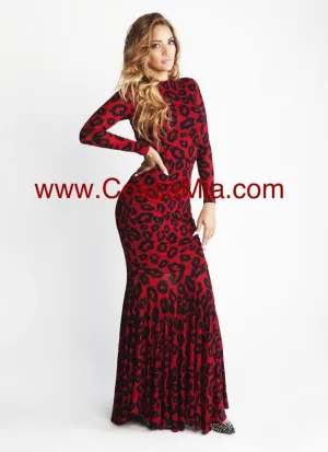 Wine Leopard Mermaid Dress