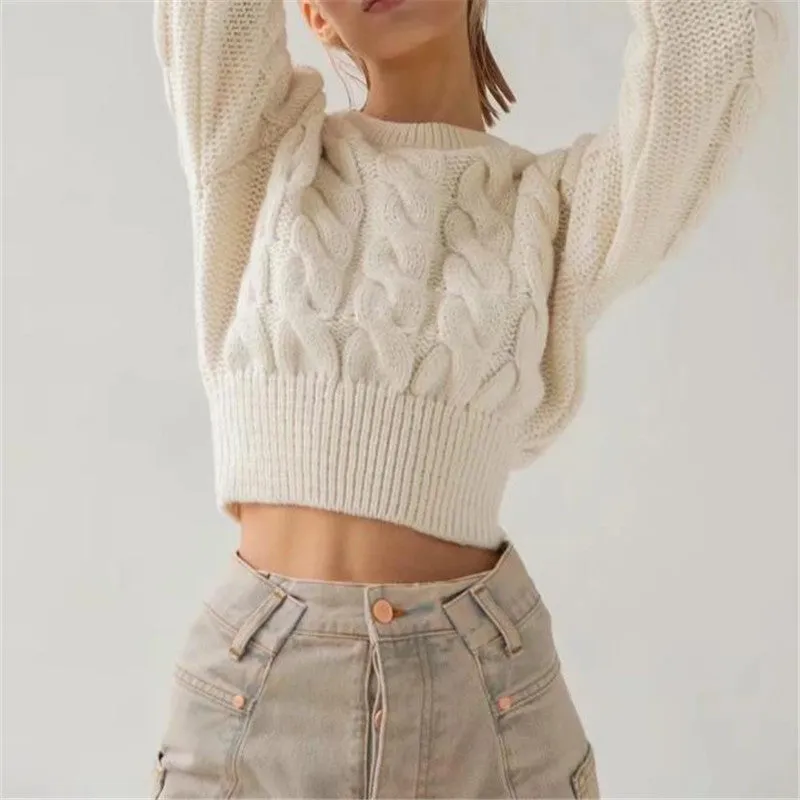 Winter Autumn Knit Cropped Sweater Pullover