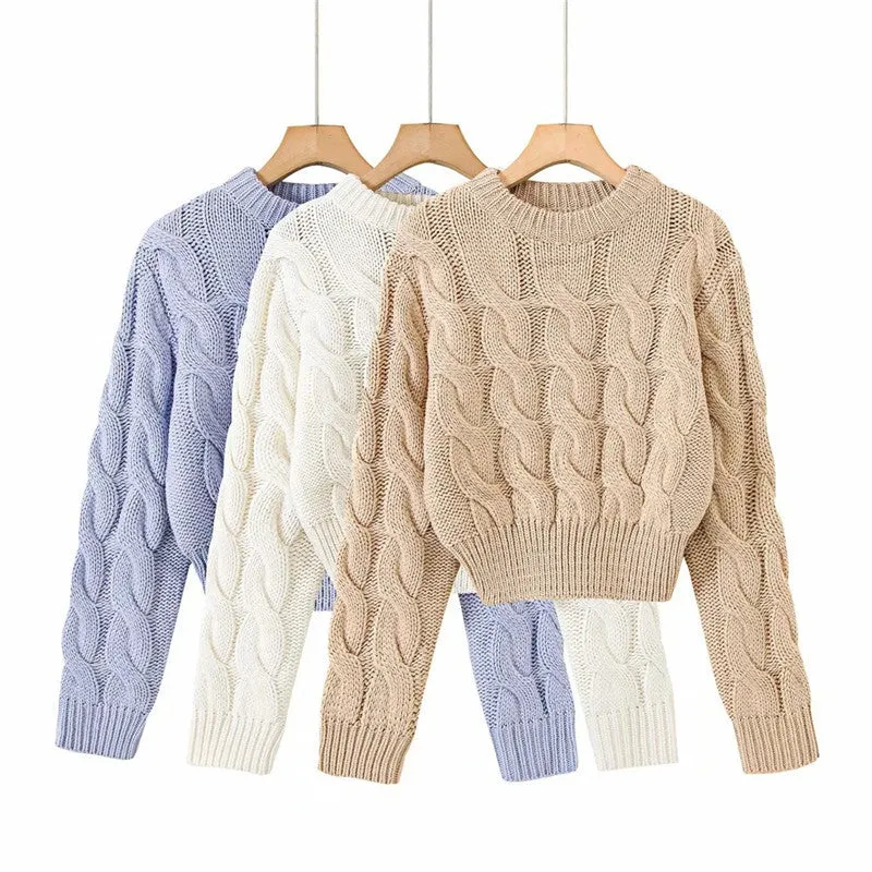 Winter Autumn Knit Cropped Sweater Pullover