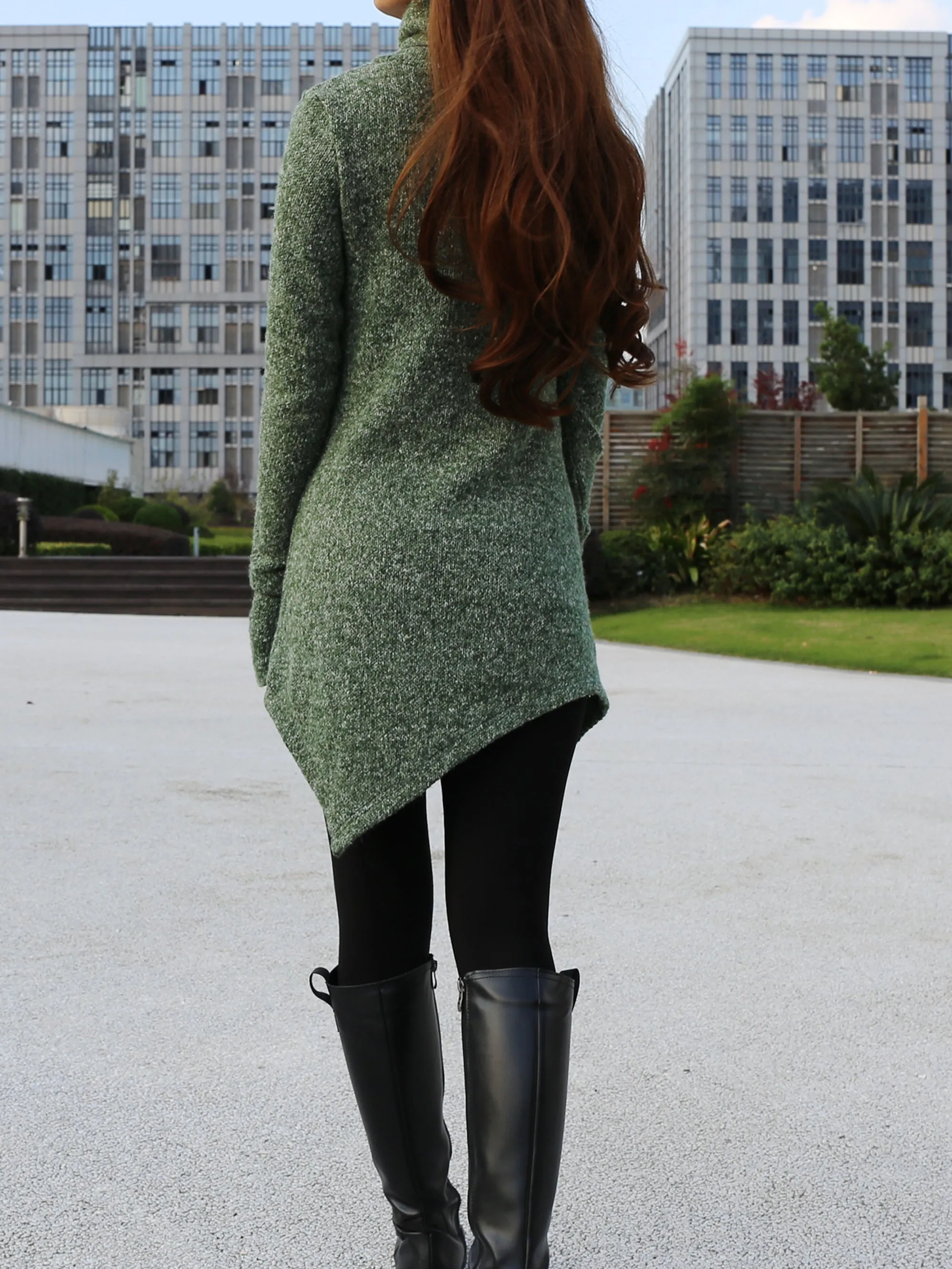 women pullover sweater dress/Asymmetrical knit sweater/cowl neck sweater/oversized knit top/customized tunic dress/plus size sweatshirt/casual jumper (Y1853)