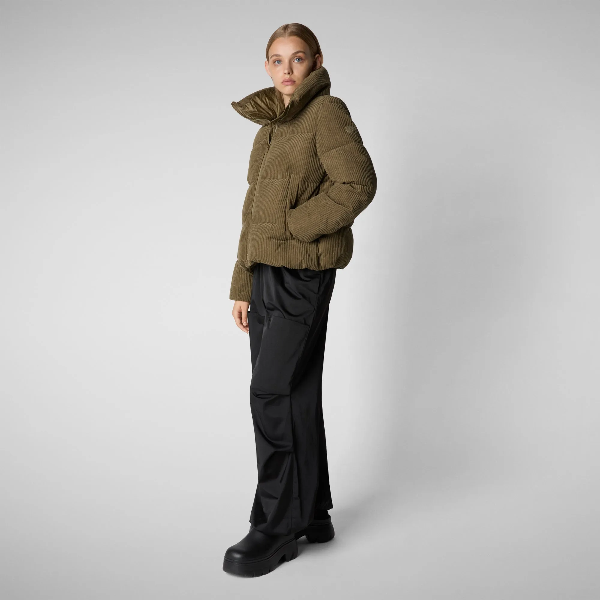 Women's Animal free Puffer Jacket Annika in Husk Green