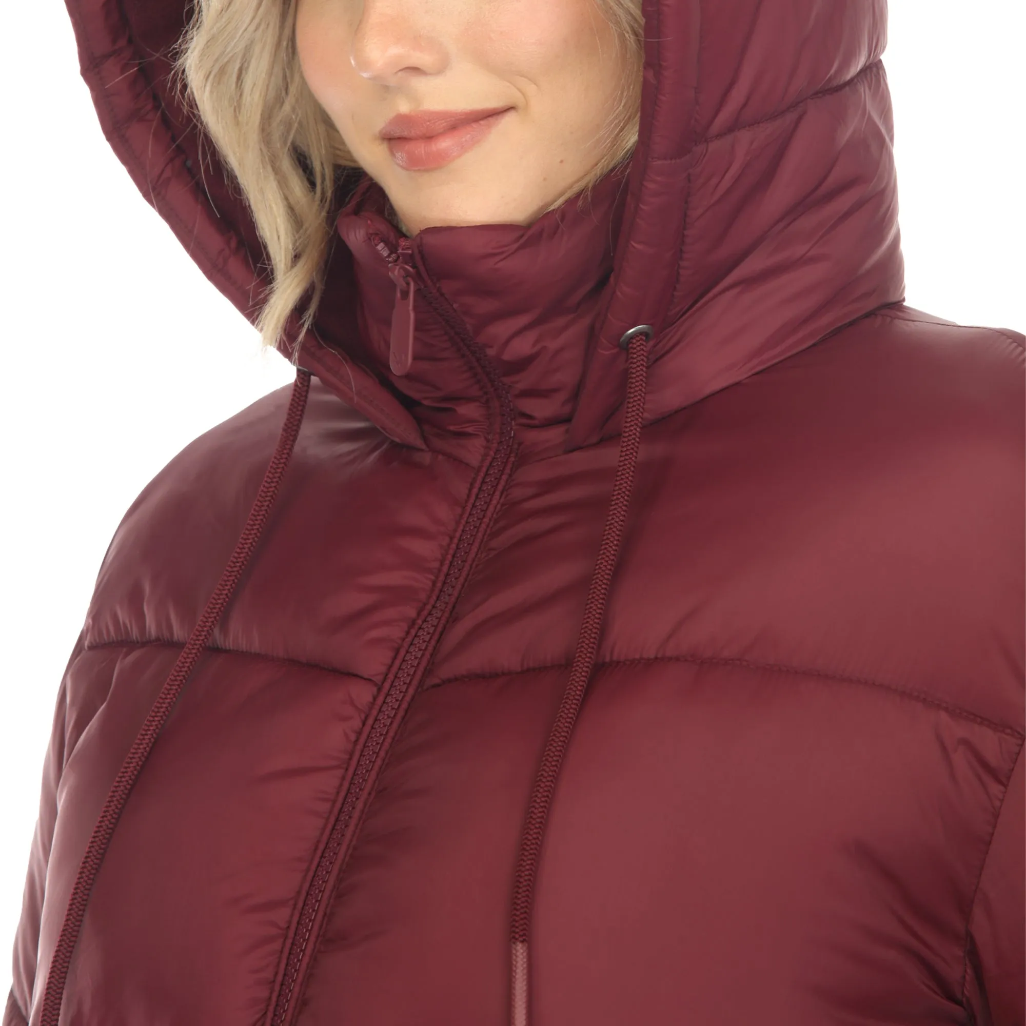 Women's Full Front Zip Hooded Bomber Puffer Jacket