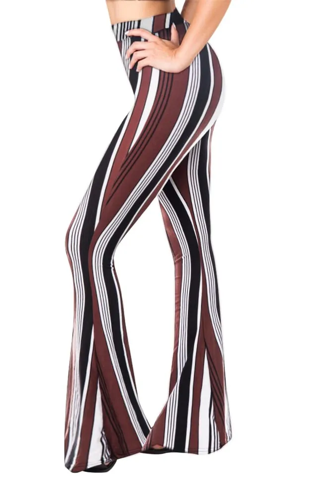 Womens High Waisted Flare Wide Leg Leggings, Printed & Solid, Reg & Plus, 12