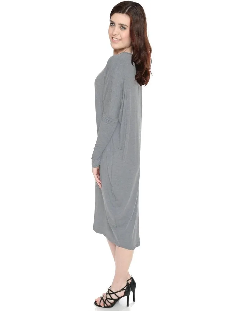 Women's Long Sleeve Comfy Cover-Up Midi Dress