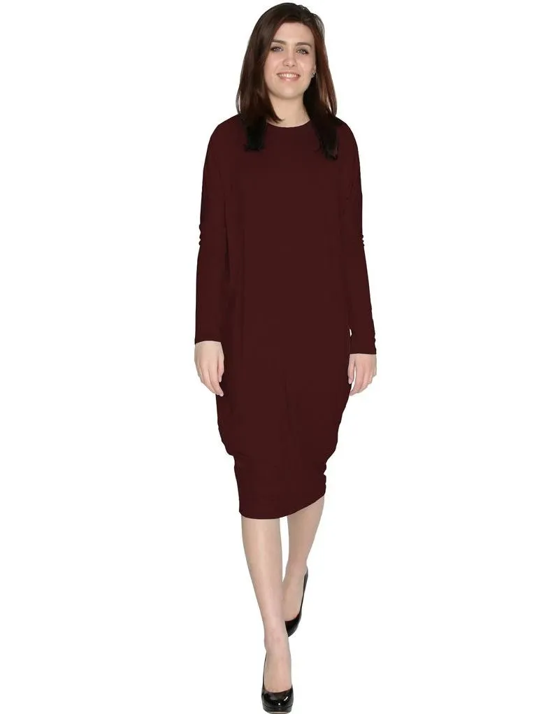 Women's Long Sleeve Comfy Cover-Up Midi Dress