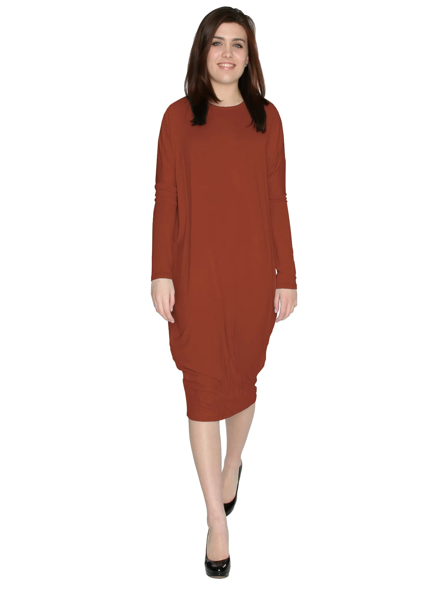 Women's Long Sleeve Comfy Cover-Up Midi Dress