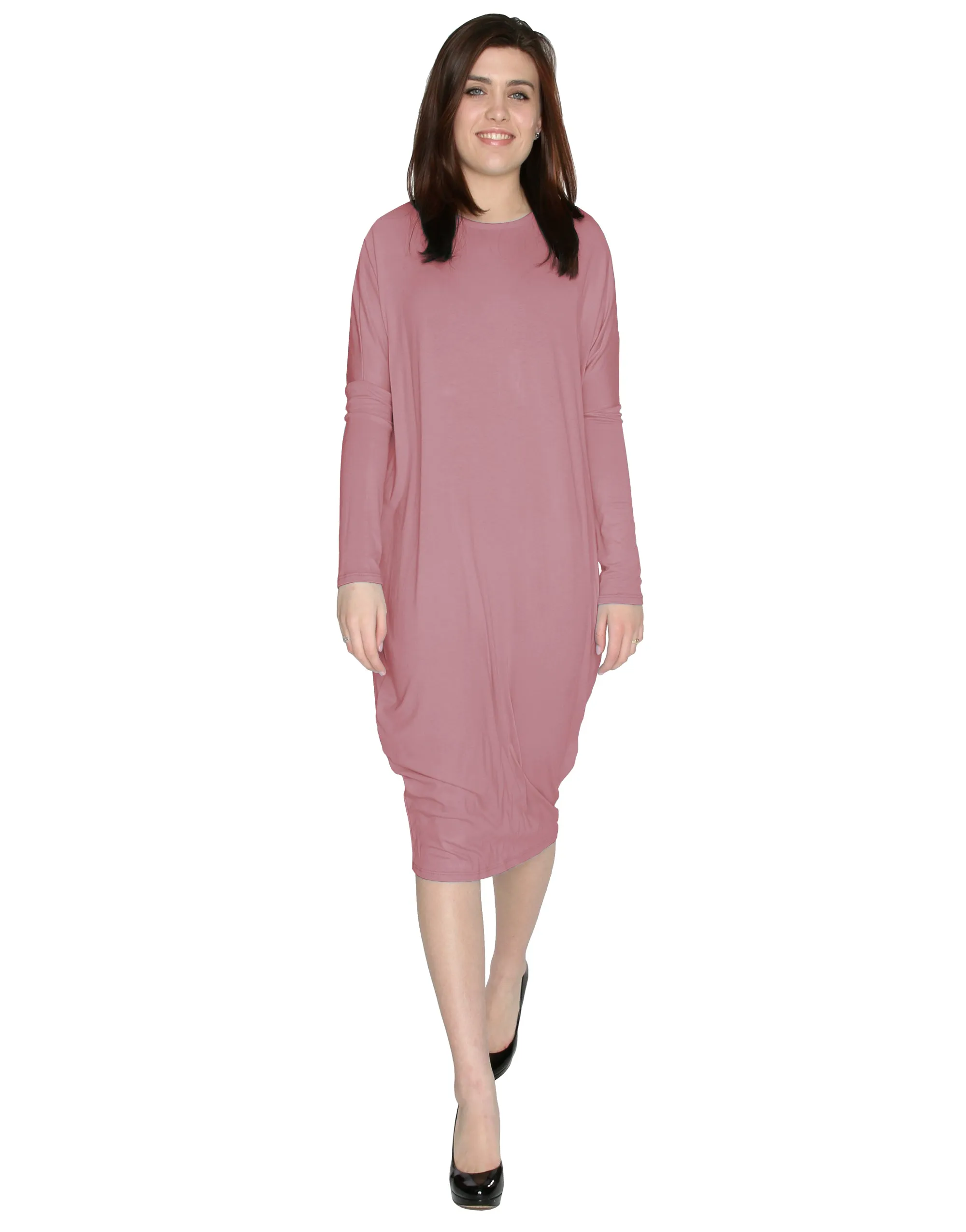 Women's Long Sleeve Comfy Cover-Up Midi Dress