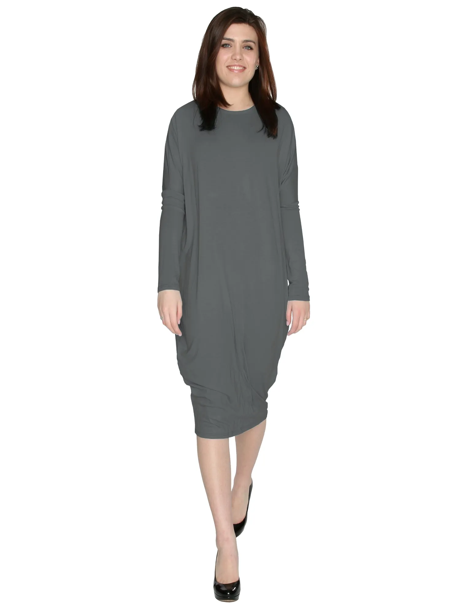 Women's Long Sleeve Comfy Cover-Up Midi Dress