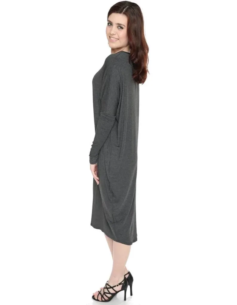 Women's Long Sleeve Comfy Cover-Up Midi Dress