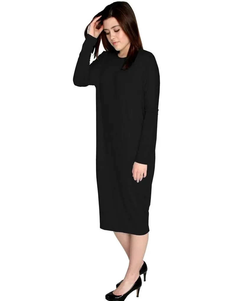 Women's Long Sleeve Comfy Cover-Up Midi Dress