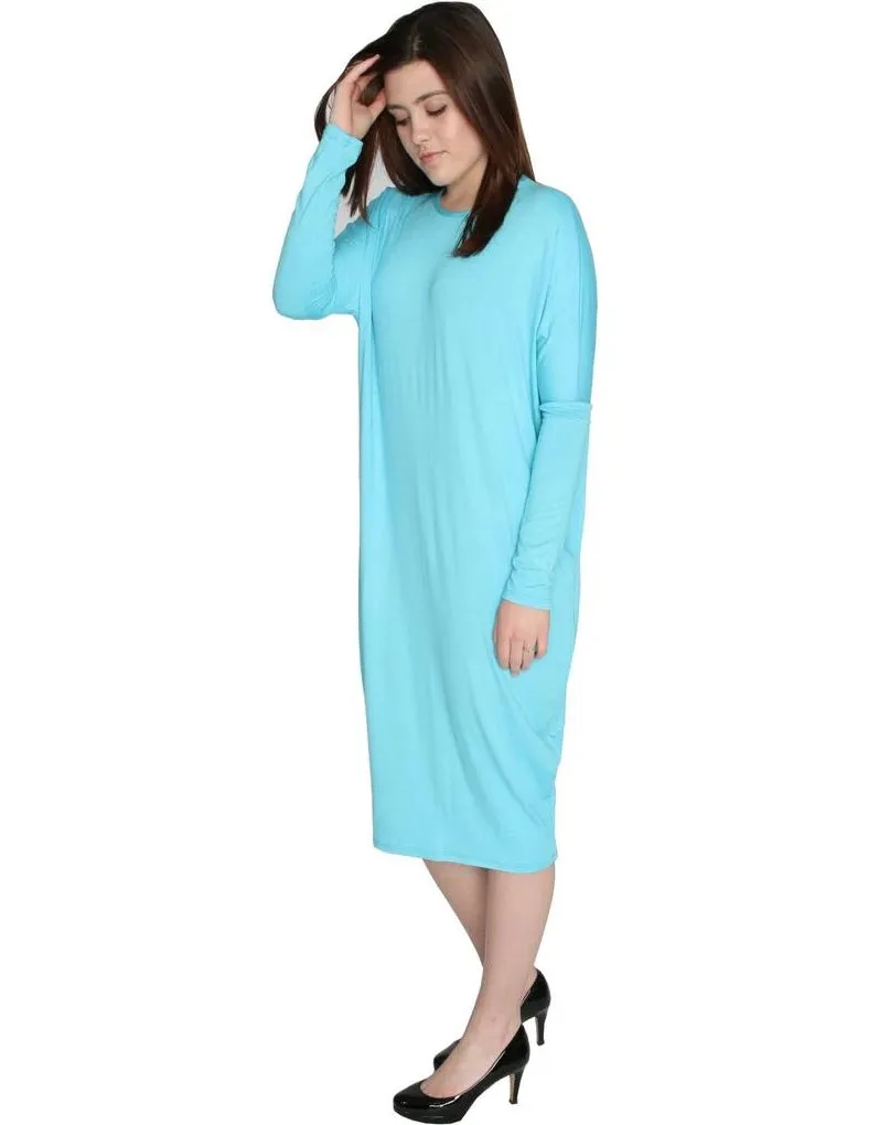 Women's Long Sleeve Comfy Cover-Up Midi Dress