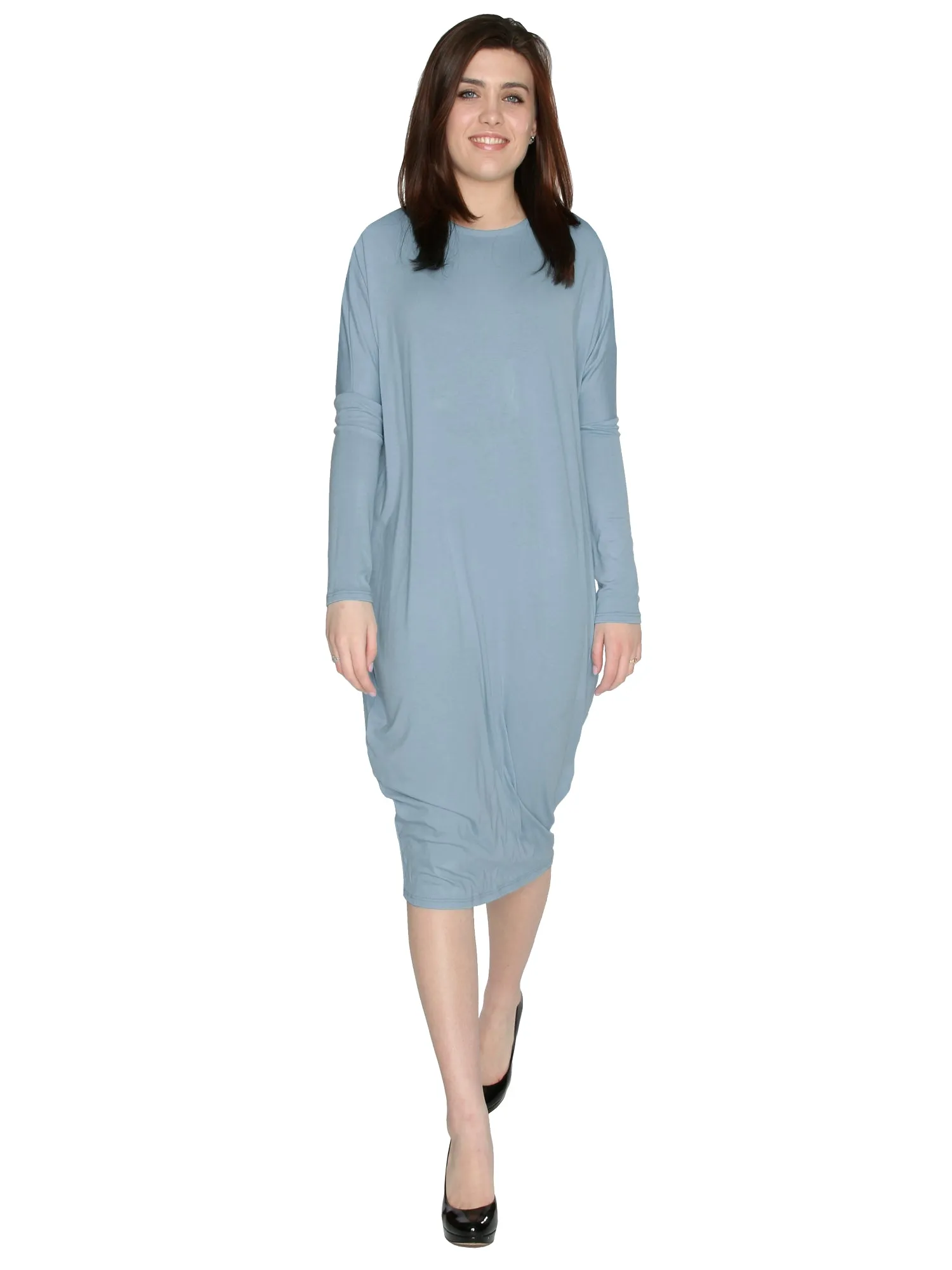 Women's Long Sleeve Comfy Cover-Up Midi Dress