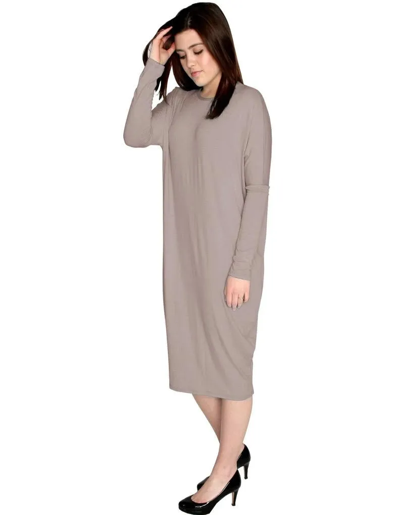 Women's Long Sleeve Comfy Cover-Up Midi Dress