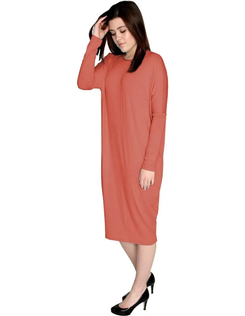 Women's Long Sleeve Comfy Cover-Up Midi Dress