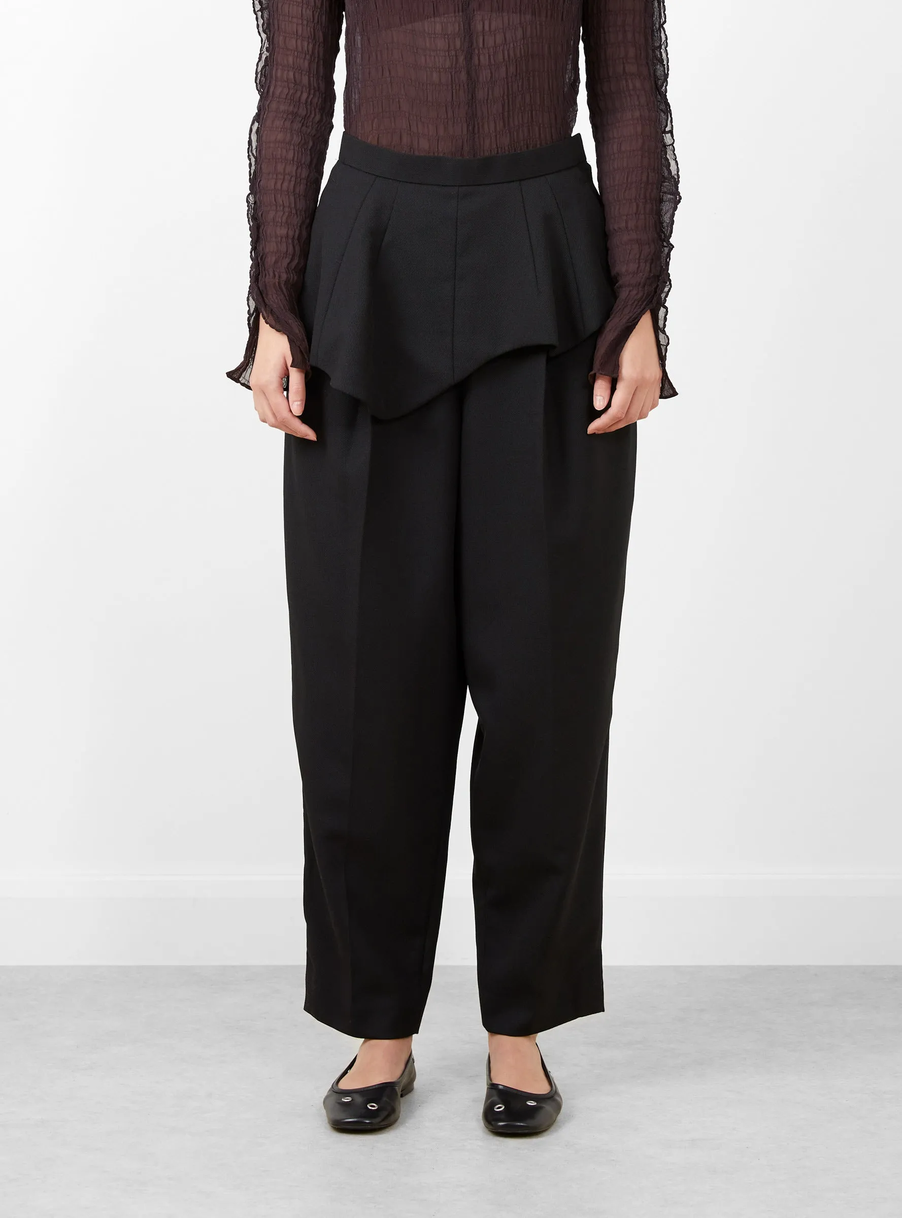 Wool Twill Layered Pants Black