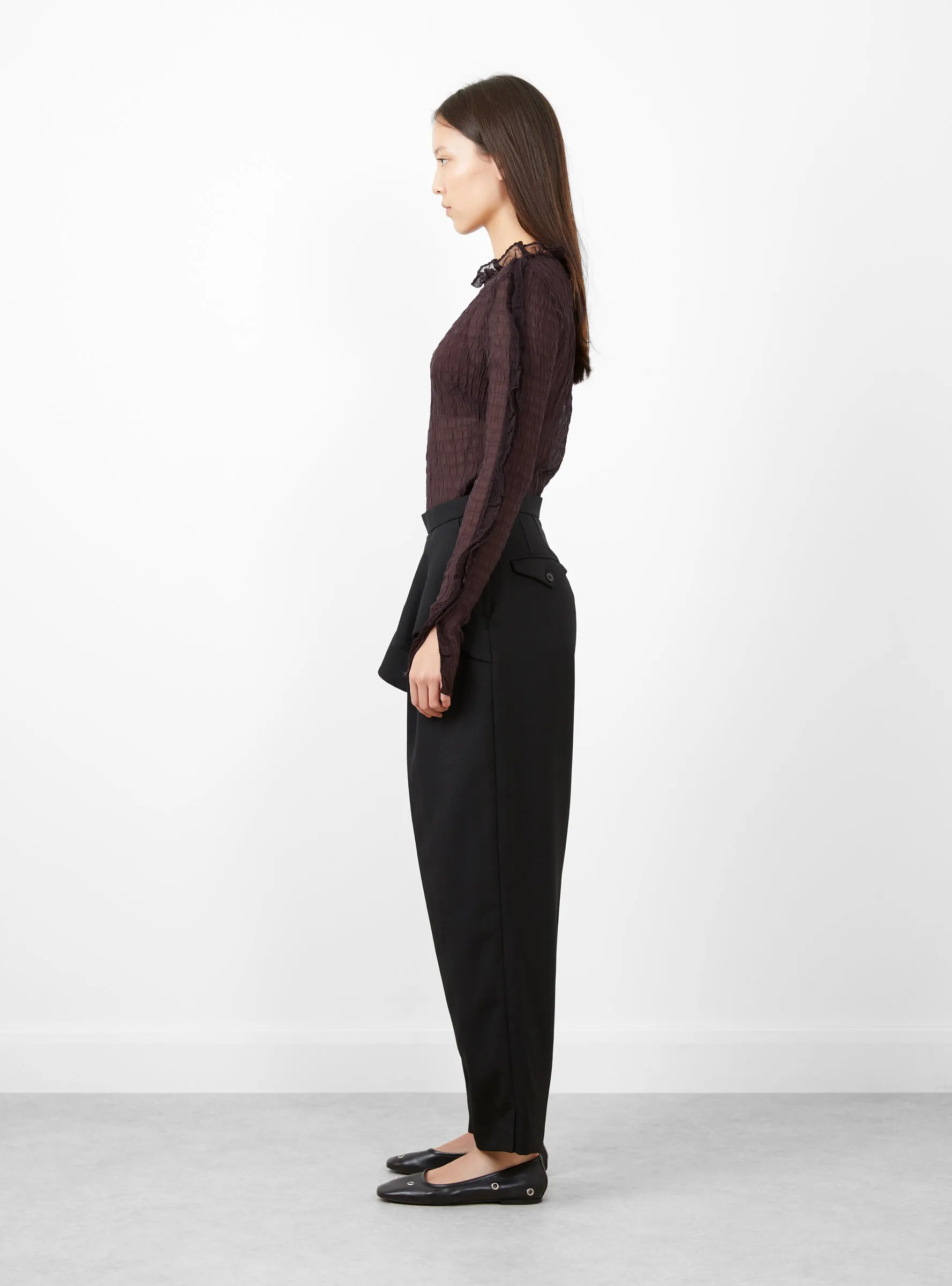 Wool Twill Layered Pants Black