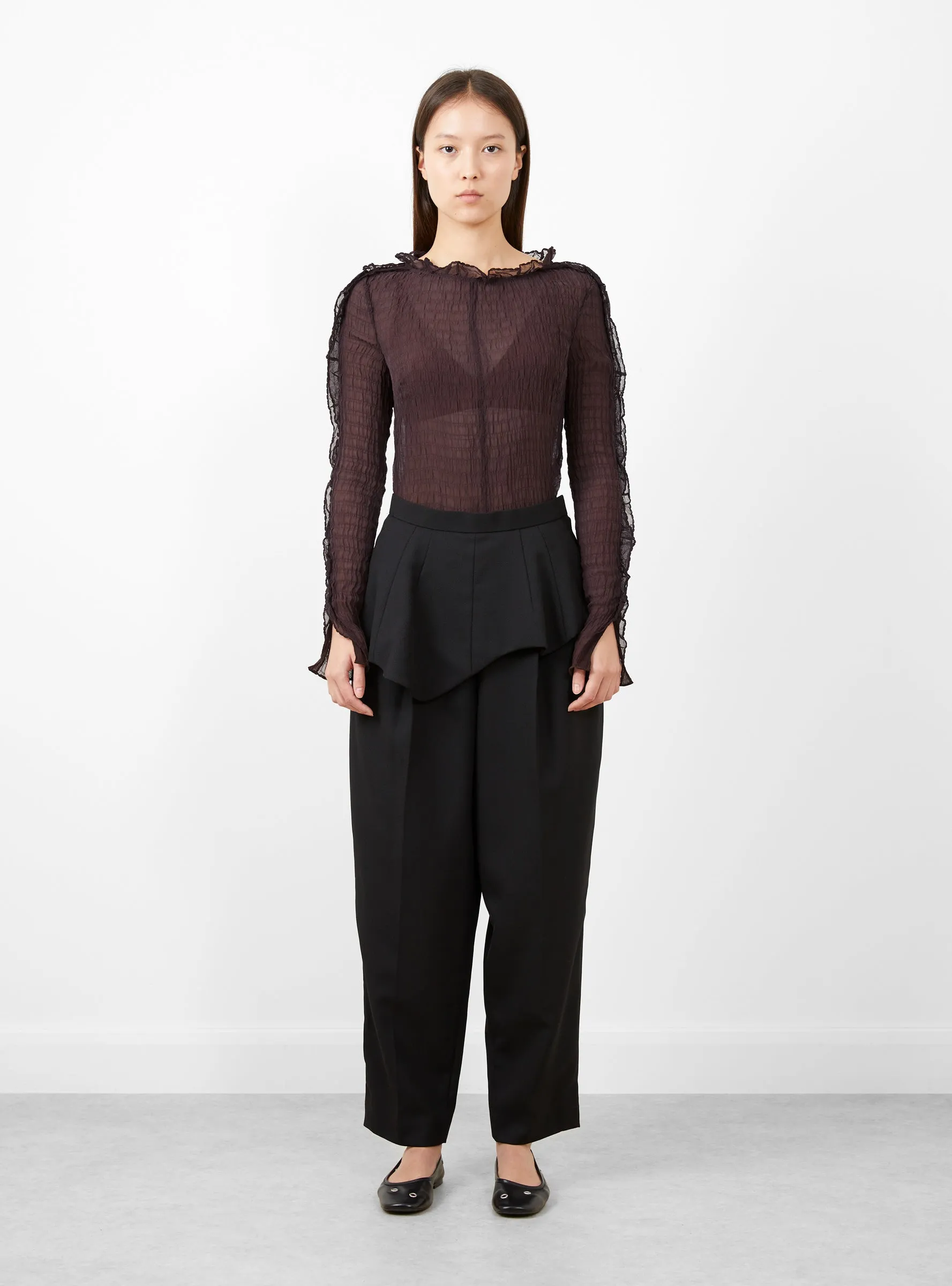 Wool Twill Layered Pants Black