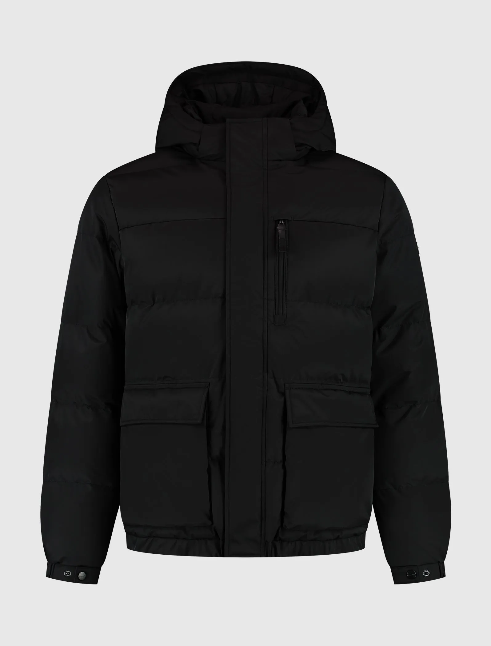 Woven Twill Hooded Jacket | Black